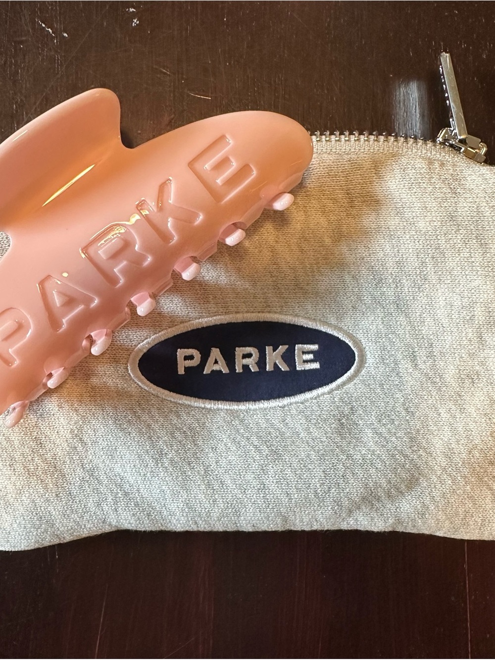 SOLD OUT- Parke Rose Hair Claw with grey Pouch